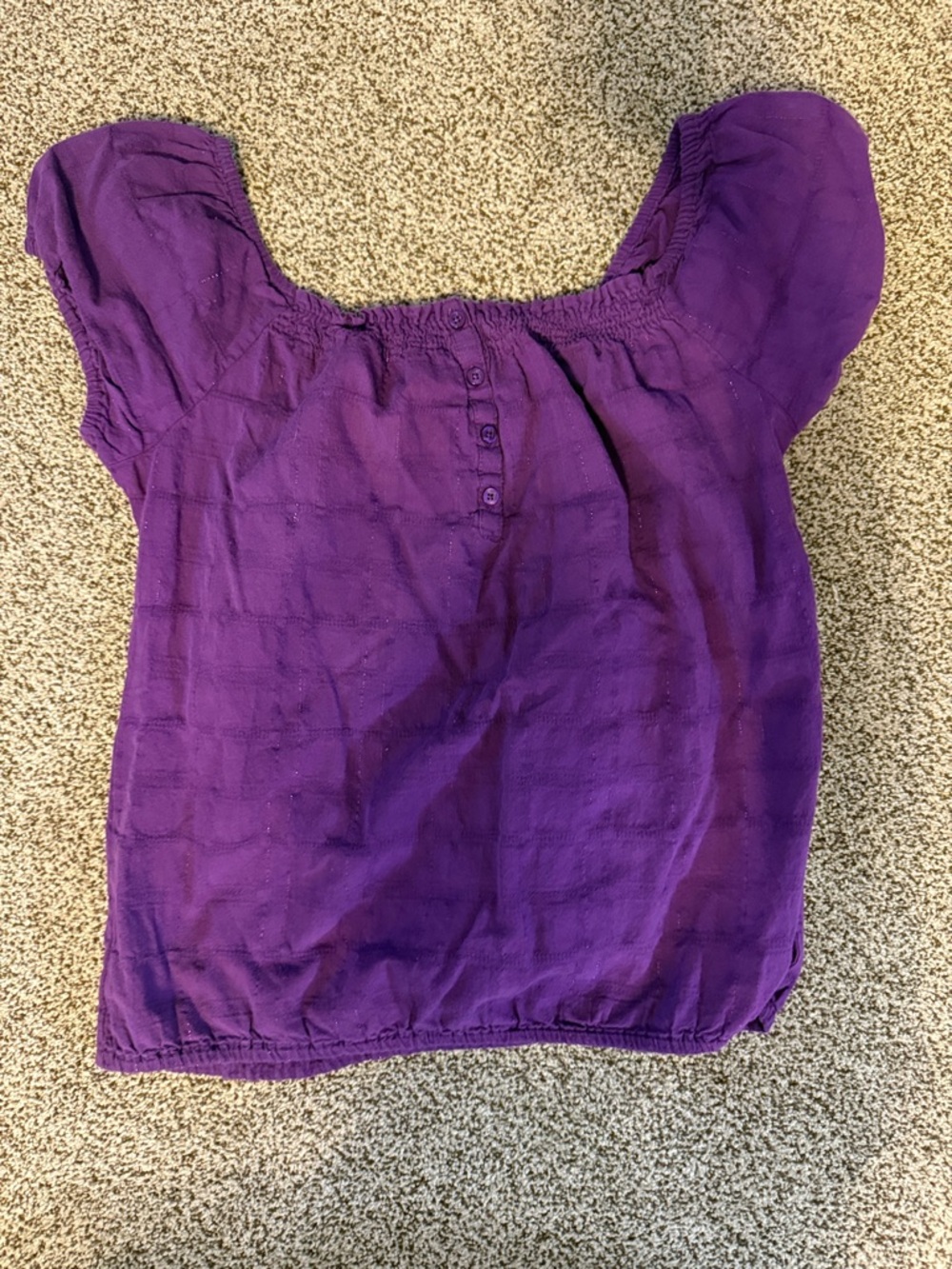 Faded Glory Purple Short-Sleeve Peasant Blouse